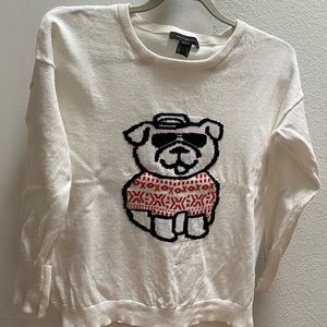 French Connection bulldog Christmas sweater